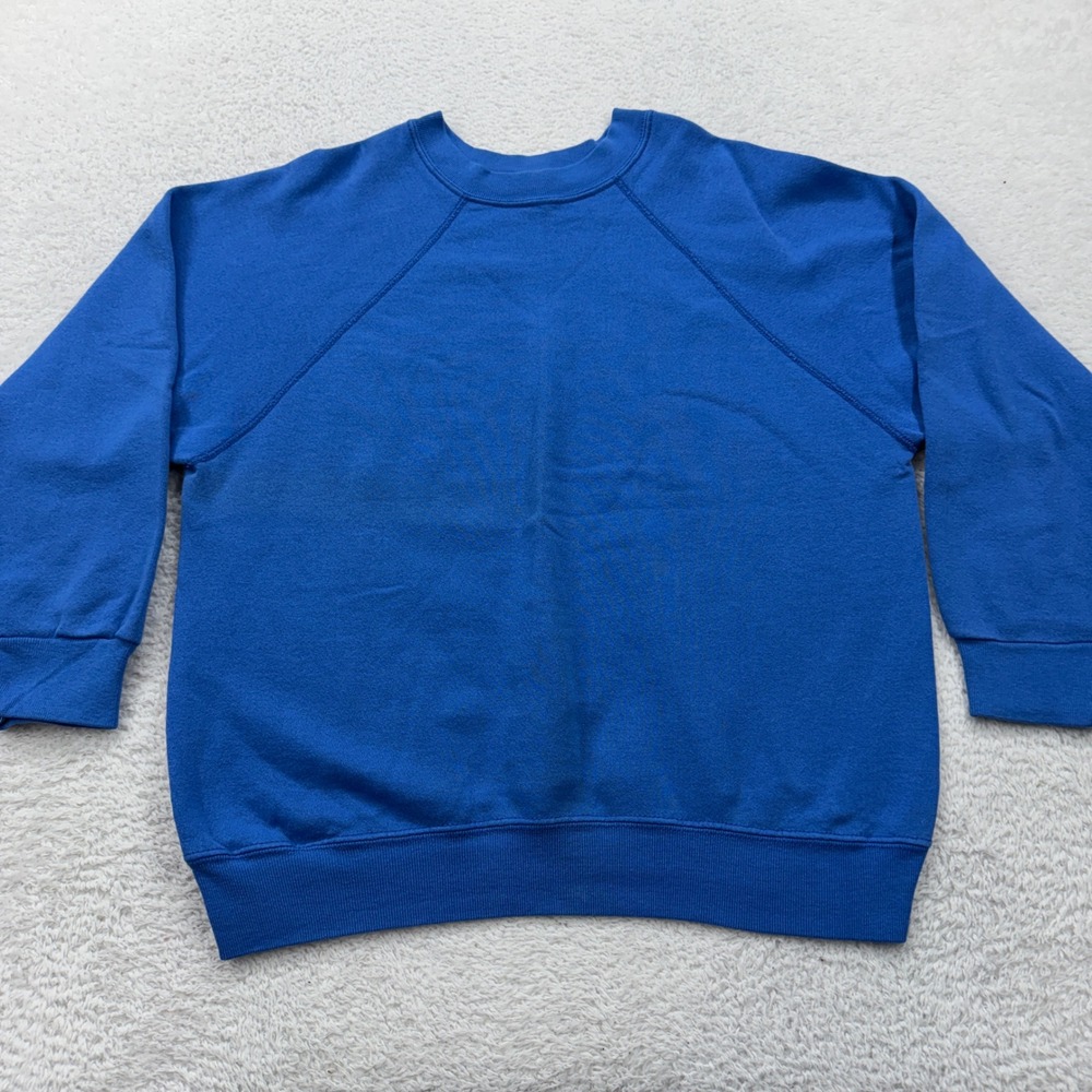 VTG 90s Blank Mens Blue Raglan Sleeve Sweatshirt Pullover Crew Neck Casual L